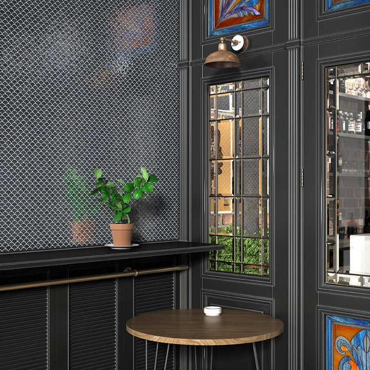 Soul Fishscale Brushed Black Glass Tile by Vidrepur