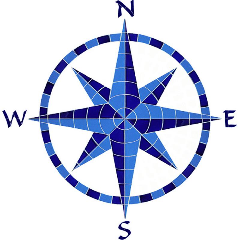 CEIBLUL Eight Point Compass - Blue Artistry in Mosaics