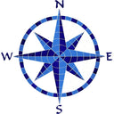 Eight Point Compass - Blue - Pool Mosaic