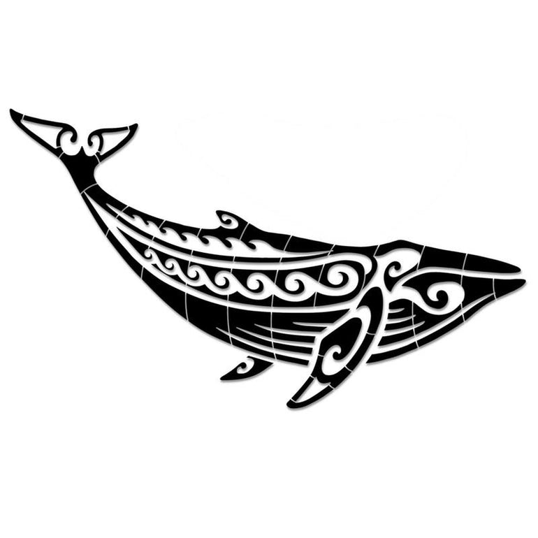 CM-THW1-36BK Tribal Humpback Whale - Black Custom Mosaics