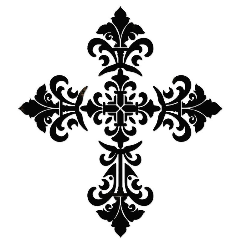 CS-BCR1-36BK Baroque Cross - Black Custom Mosaics