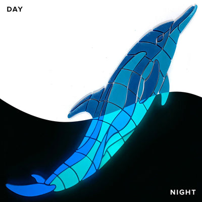 Jumpin' Dolphin Pool Mosaic, Right | Glow in the Dark Pool Tile by Element Glo
