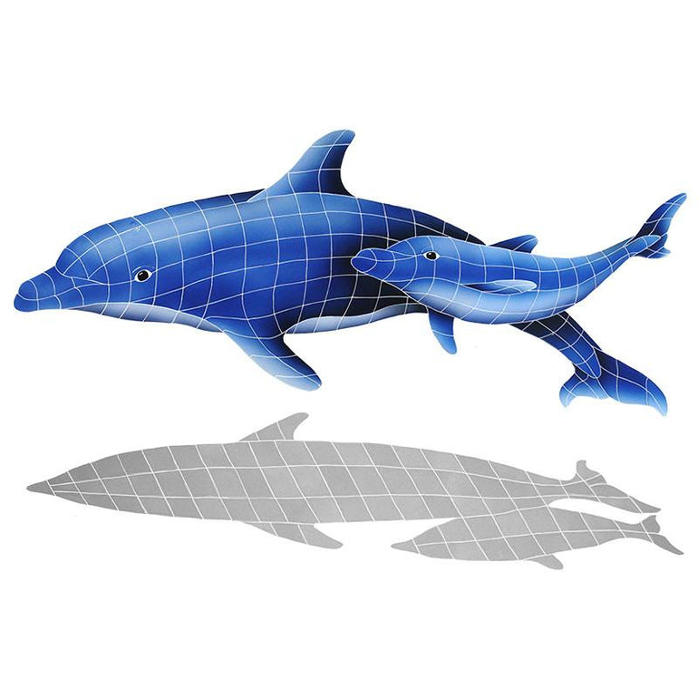 DPSBLUL Dolphin Pair w/Shadow Artistry in Mosaics
