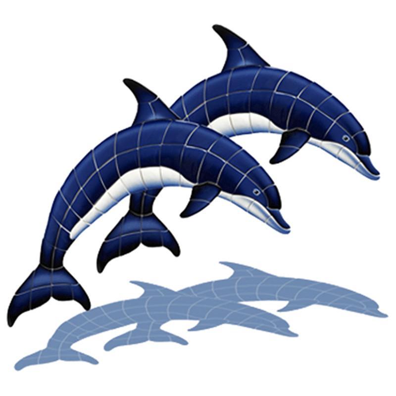 BD42D/SH Double Dolphins w/Shadow Custom Mosaics
