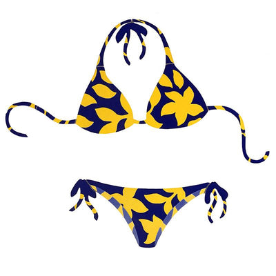 PORC-FB34Y Floral Bikini, Porc Yellow & Blue Custom Mosaics