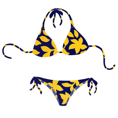 PORC-FB34Y Floral Bikini, Porc Yellow & Blue Custom Mosaics