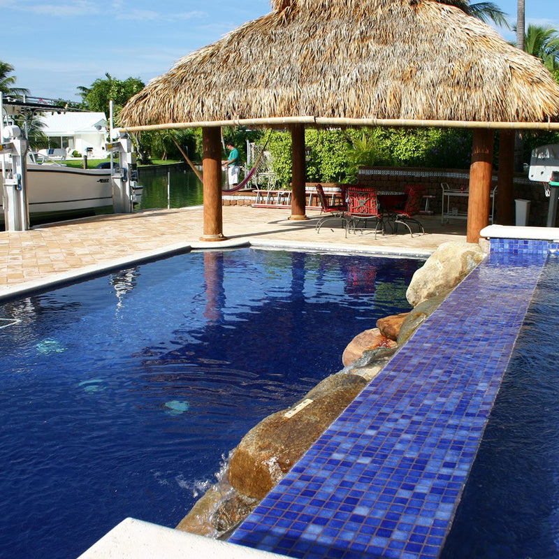 Fog Navy Blue Glass Pool Tile by Vidrepur