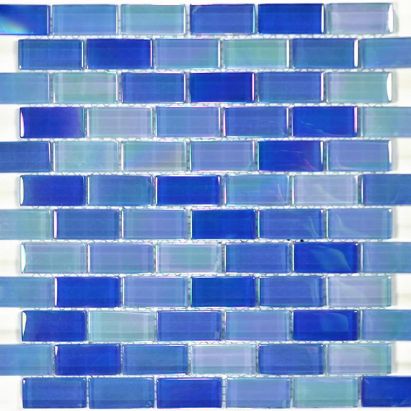 Bright Blue Blend, 1" x 2" - Glass Tile