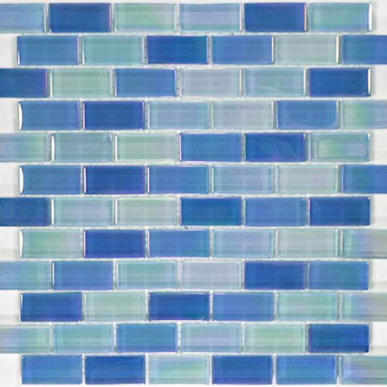 Sky Blue Blend, 1" x 2" - Glass Tile