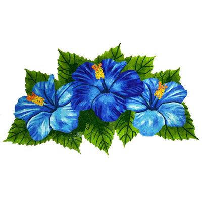 G-HTB - Glass Hibiscus Trio - Blue - Pool Mosaic