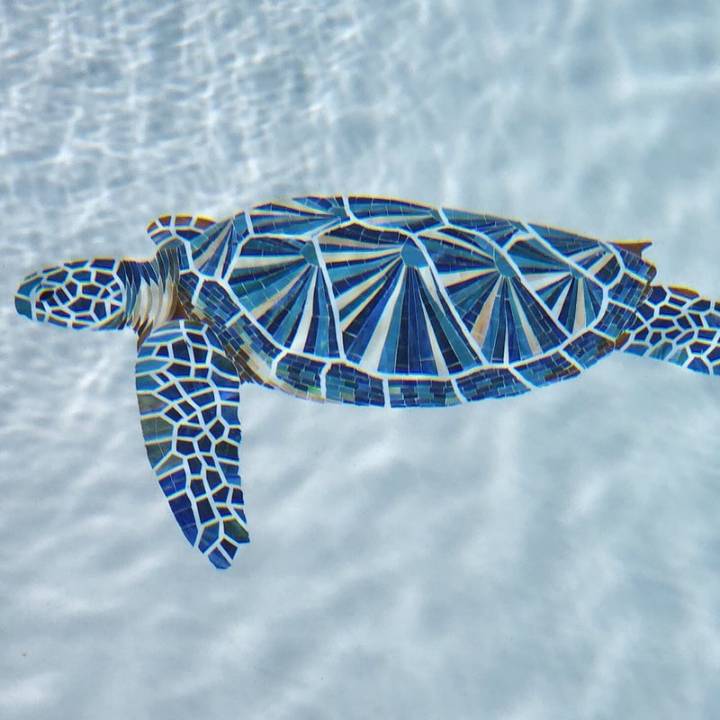 glass sea turtle pool mosaic