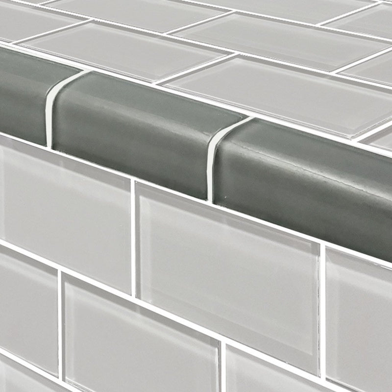 Subway Glass Tile Trim by Artistry in Mosaics