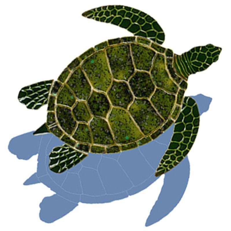 Green Sea Turtle w/Shadow | GT7-10/SH | Pool Mosaic by Custom Mosaics