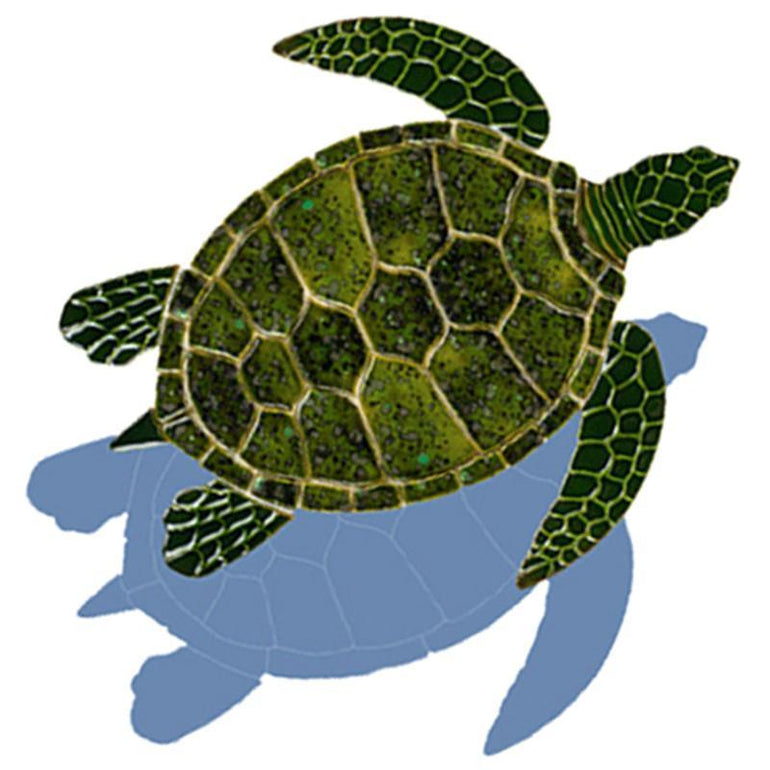 GT7-10/SH Green Sea Turtle w/Shadow Custom Mosaics