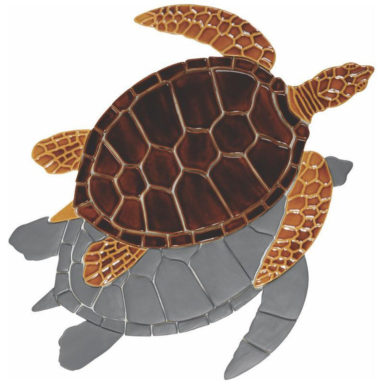 GT7B-10/SH Brown Sea Turtle w/Shadow Custom Mosaics