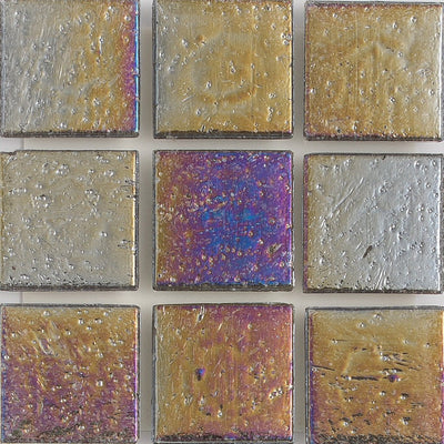 Ironstone Sand Iridescent 1x1 Glass Tile | E11.252.22S | American Glass Mosaics