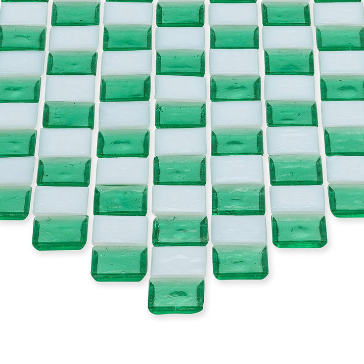 Malachite and White, 1" x 1" Diamond Pattern Glass Tile
