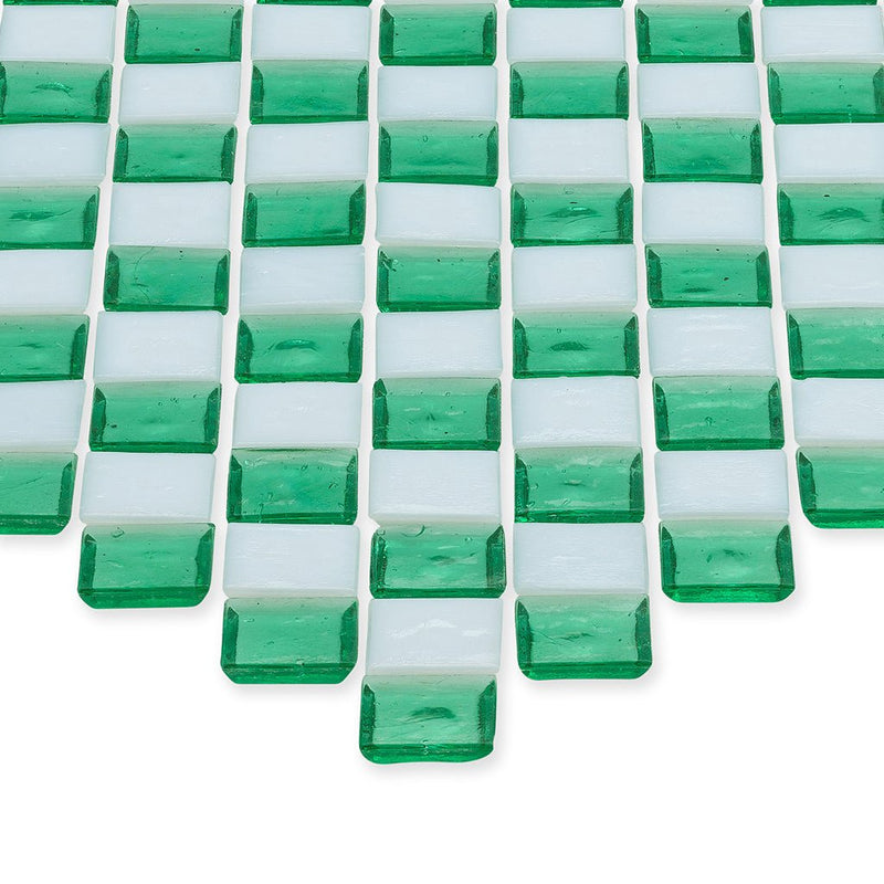 Malachite and White, 1" x 1" Diamond Pattern Glass Tile