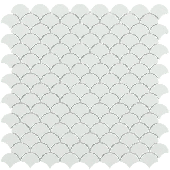 6106S Matte White Glass Fish Scale Mosaic Tile by Vidrepur
