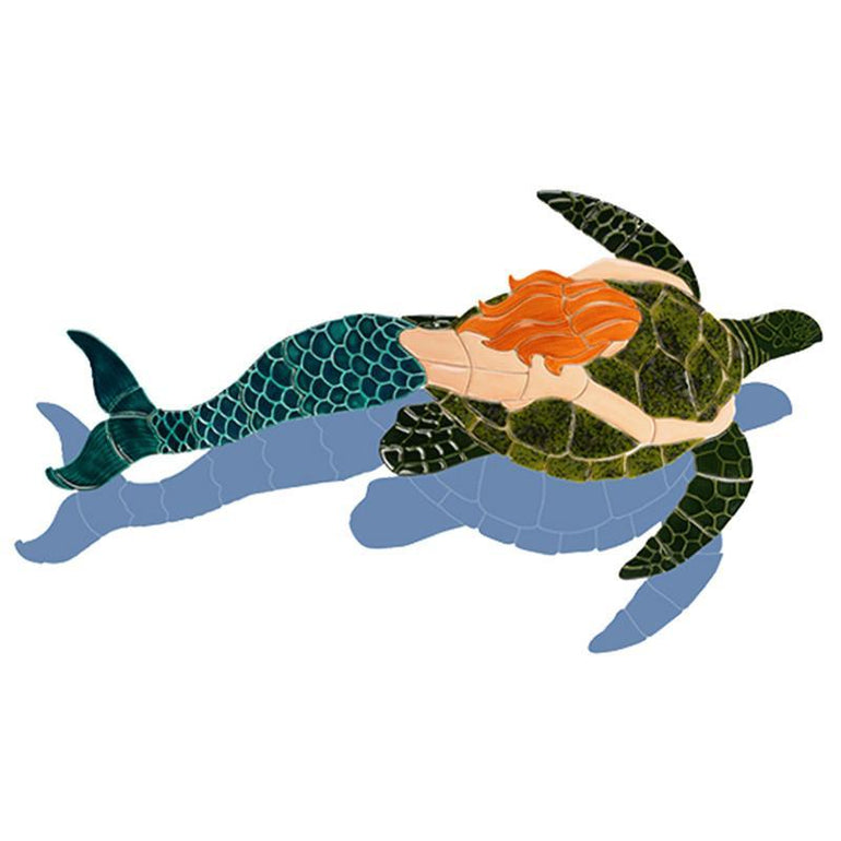 MT48-41/SH Mermaid & Turtle w/Shadow Custom Mosaics
