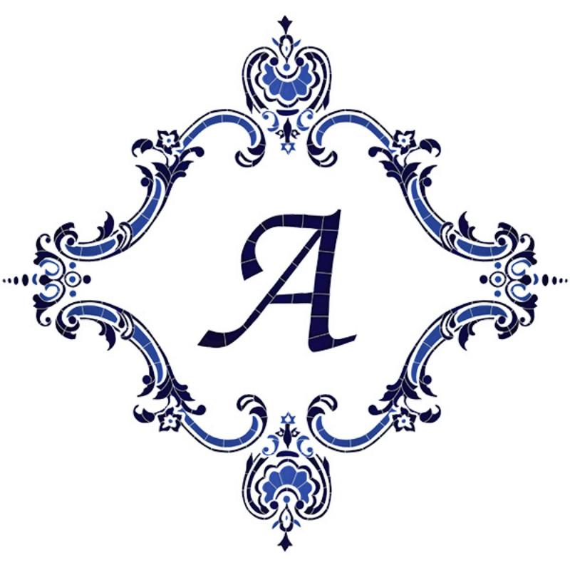 MMOBLUL-P Personalized Monogram Medallion - Blue Artistry in Mosaics