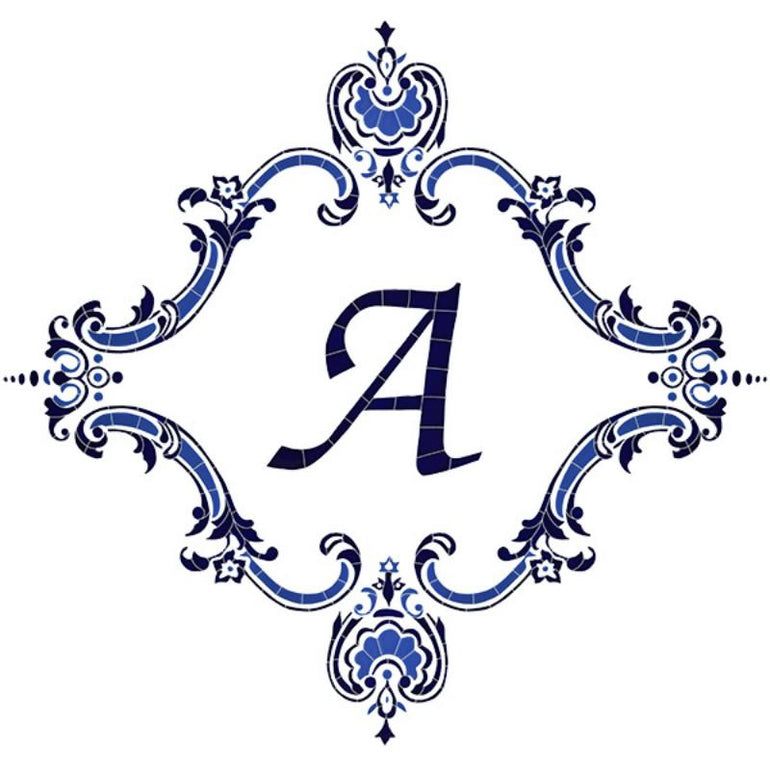 MMOBLUL-P Personalized Monogram Medallion - Blue Artistry in Mosaics