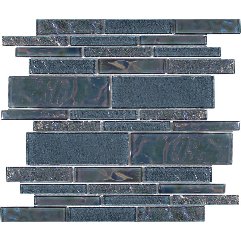 Treasure Series Moonstone Linear Mosaic Tile | TASTREAMOONSTML | Tesoro Glass Tile