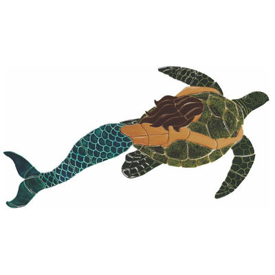 MT48BR-41 Mermaid & Turtle-Brown Custom Mosaics
