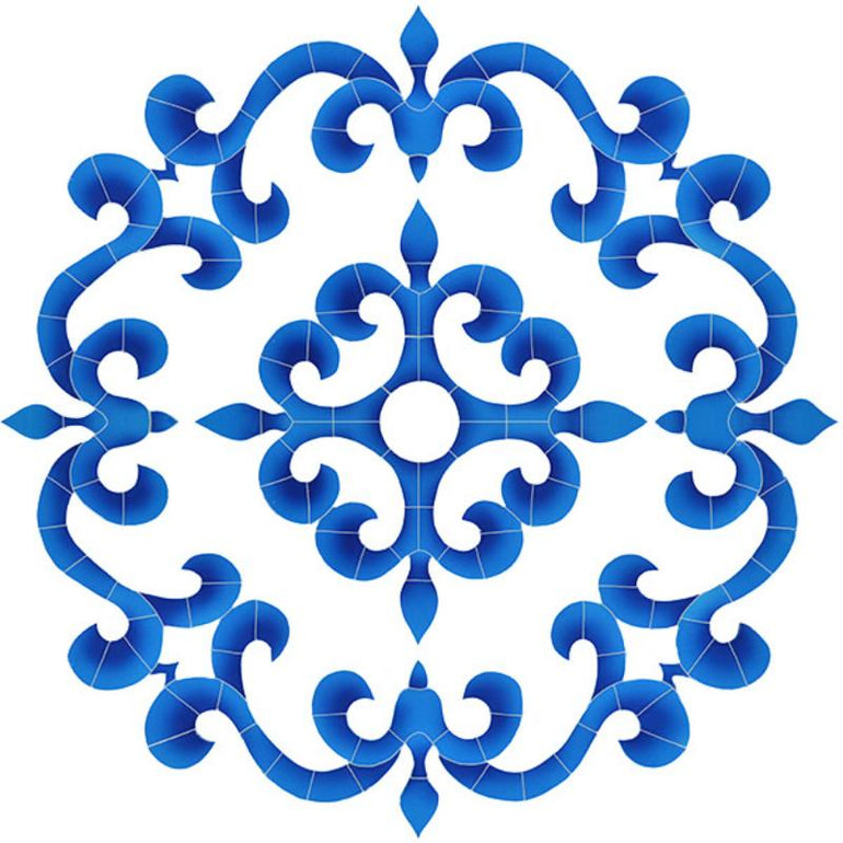 MTUBLUL Tuscan Medallion - Blue Artistry in Mosaics