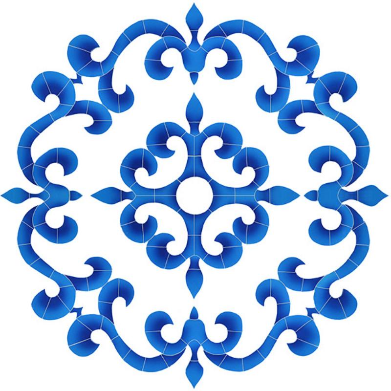 MTUBLUL Tuscan Medallion - Blue Artistry in Mosaics