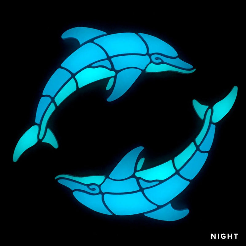 Playful Circle Dolphins, Right | DOLCIR-S-R | Glow in the Dark Pool Mosaics