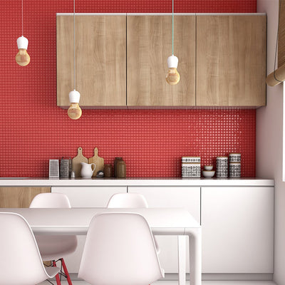 Red, 1" x 1" | 093808M | Vidrepur Mosaic Glass Tile