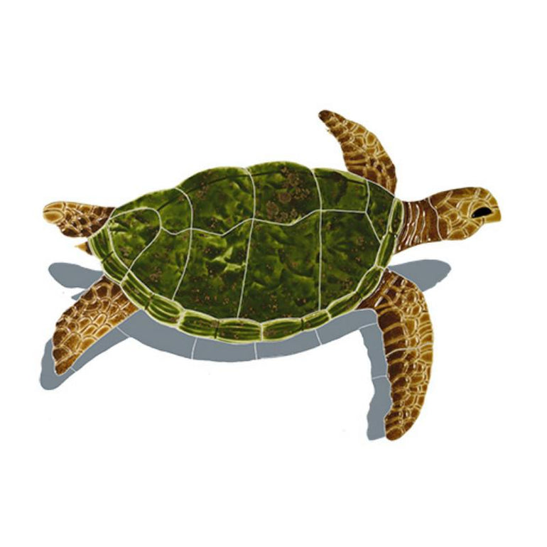 Sea Turtle - Natural w/Shadow | SESNATRS | Pool Mosaic