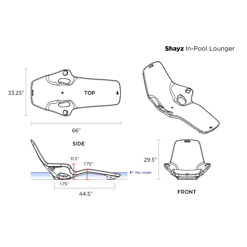 Shayz In-Pool Lounger With Cupholders | Luxury Pool Lounge Chair