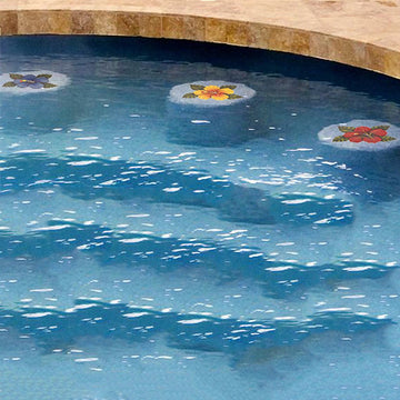 Mermaid & Turtle-Brown w/Shadow | MT48BR-41/SH | Pool Mosaic by Custom Mosaics