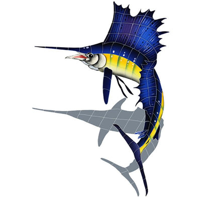 Sailfish, Left w/Shadow - Pool Mosaic