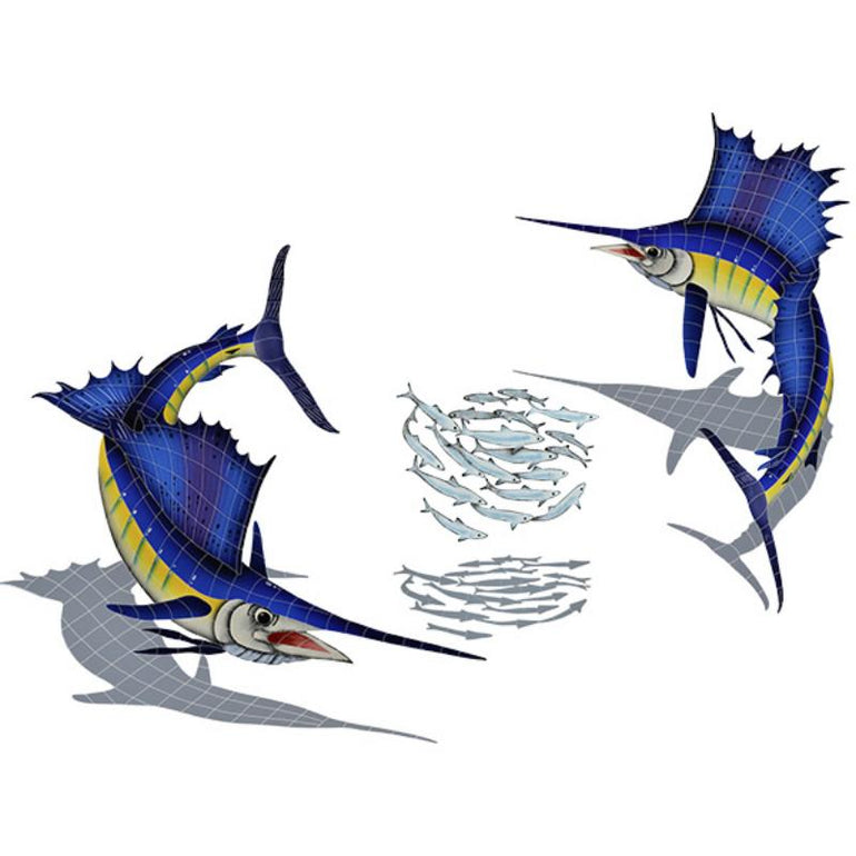 SSHGRPS Sailfish Group w/Shadow (1 left, 1 right, 1 FREE bait ball) Artistry in Mosaics
