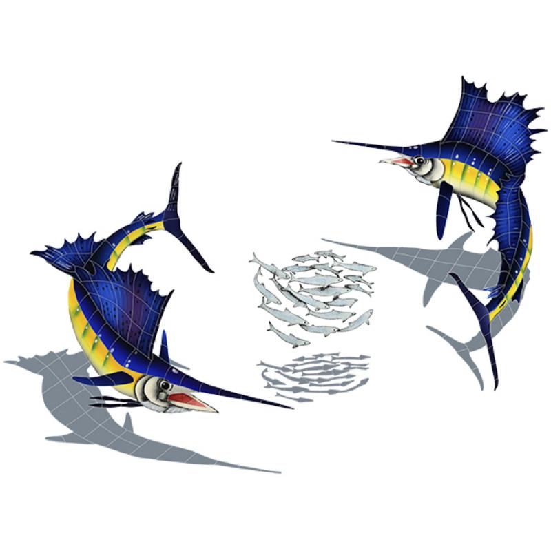 SSHGRPS Sailfish Group w/Shadow (1 left, 1 right, 1 FREE bait ball) Artistry in Mosaics