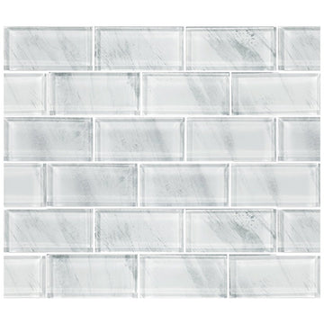 Artistry in Mosaics White Glass Subway Tile for Pools