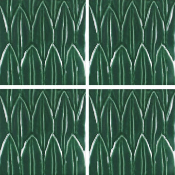 Verde Deco Foglia, 6" x 6" Tile | EMCSOLGVERDEDC | Porcelain Pool Tile