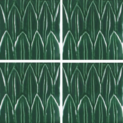 Verde Deco Foglia, 6" x 6" Tile | EMCSOLGVERDEDC | Porcelain Pool Tile