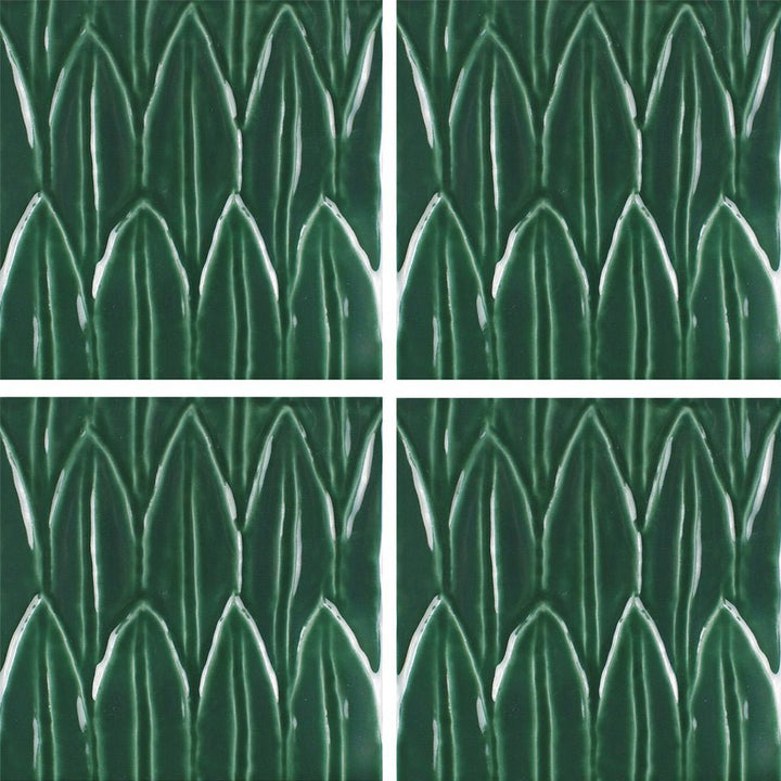 Verde Deco Foglia, 6" x 6" Tile | EMCSOLGVERDEDC | Porcelain Pool Tile