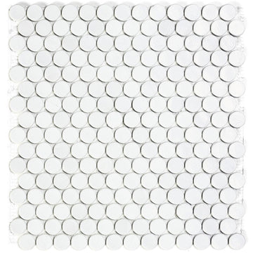 White Barrels, 6/8" Glass Penny Round Mosaic | Pool Tile by SICIS