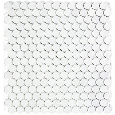White Barrels, 6/8" Glass Penny Round Mosaic | Pool Tile by SICIS