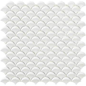 White Glossy 3D Fish Scale Mosaic | Soul Extreme Collection by Vidrepur