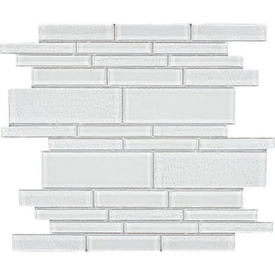 Treasure Series Whitestone Linear Mosaic Tile | TASTREAWHITESTML | Tesoro Glass Tile
